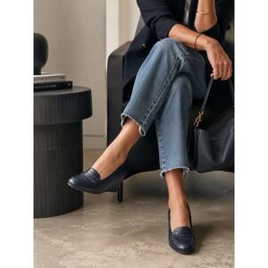 Semler Navy Blue Leather Kiltie Wedge Loafers Womens Size 6 F Made in Germany